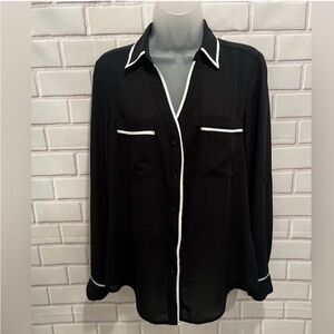 Candie's Black Blouse with White Trim